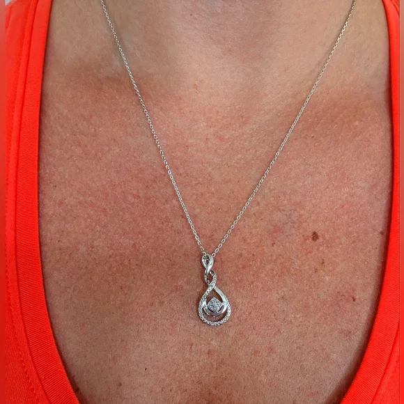 Sterling Silver Diamond Pendant Infinity Necklace - Picture 4 of 4
